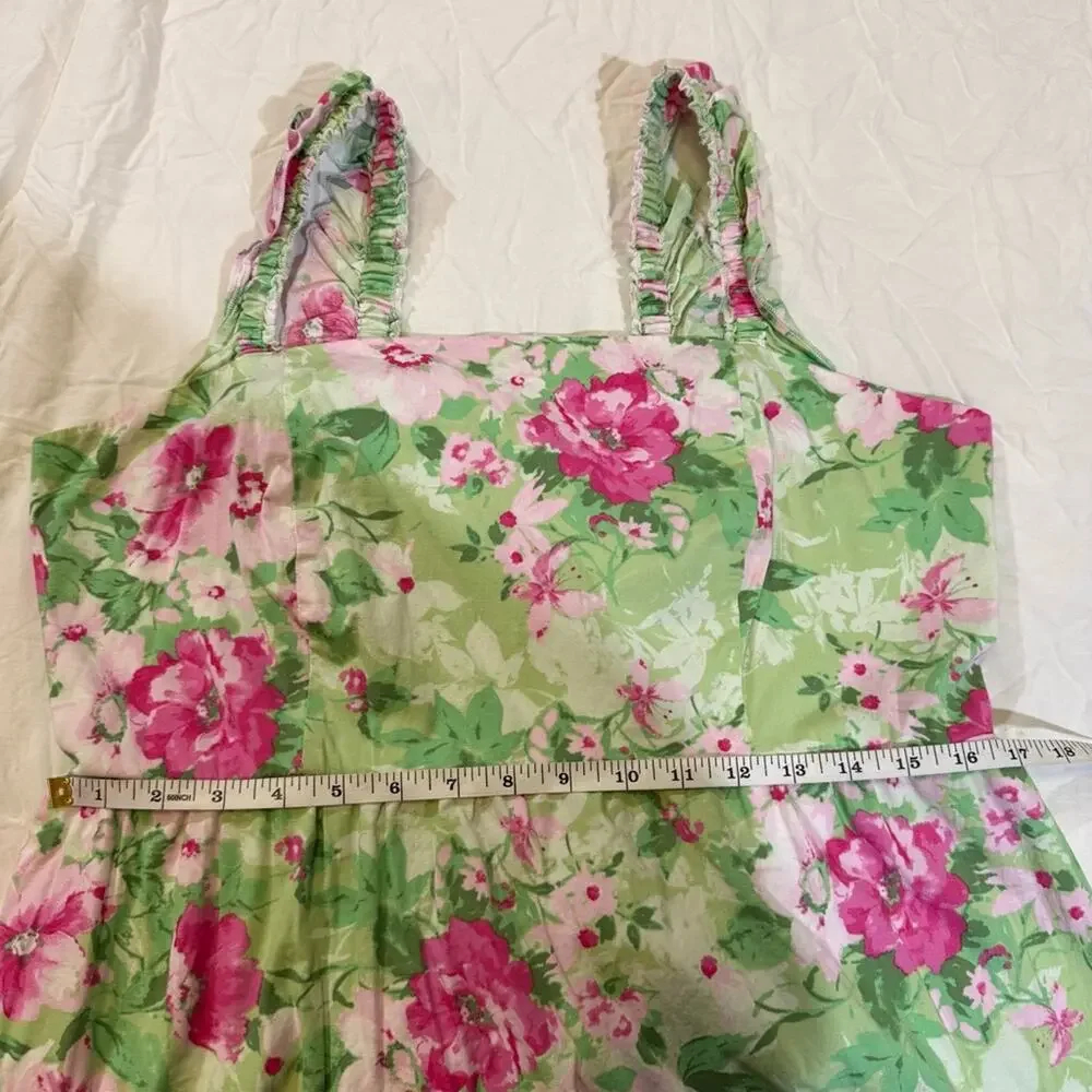 TORRID Green & Pink Floral Ruffle Strap Midi Dress | Size 1 - Picture 9 of 13
